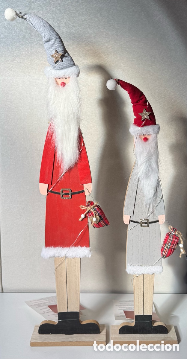 Nuevo: 2 PAP&Aacute; NOEL MADERA CON LUZ - Foto 4
