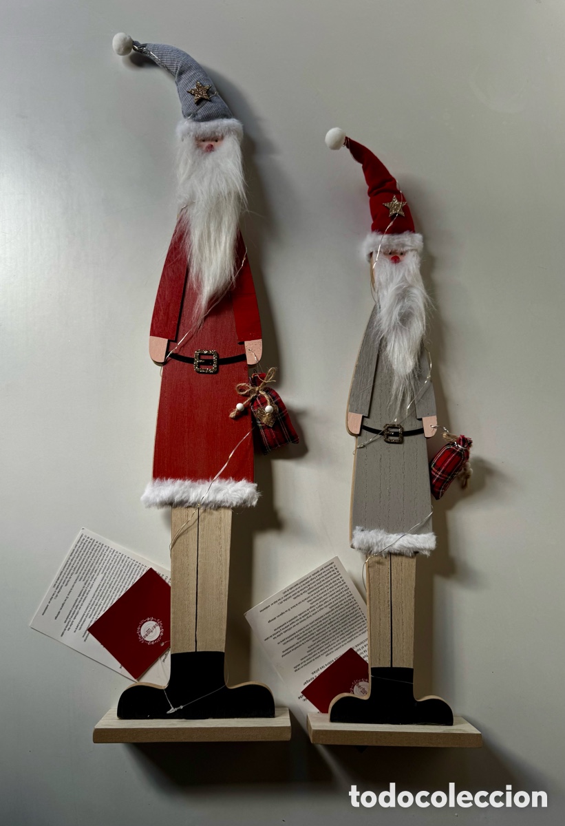 Nuevo: 2 PAP&Aacute; NOEL MADERA CON LUZ - Foto 1