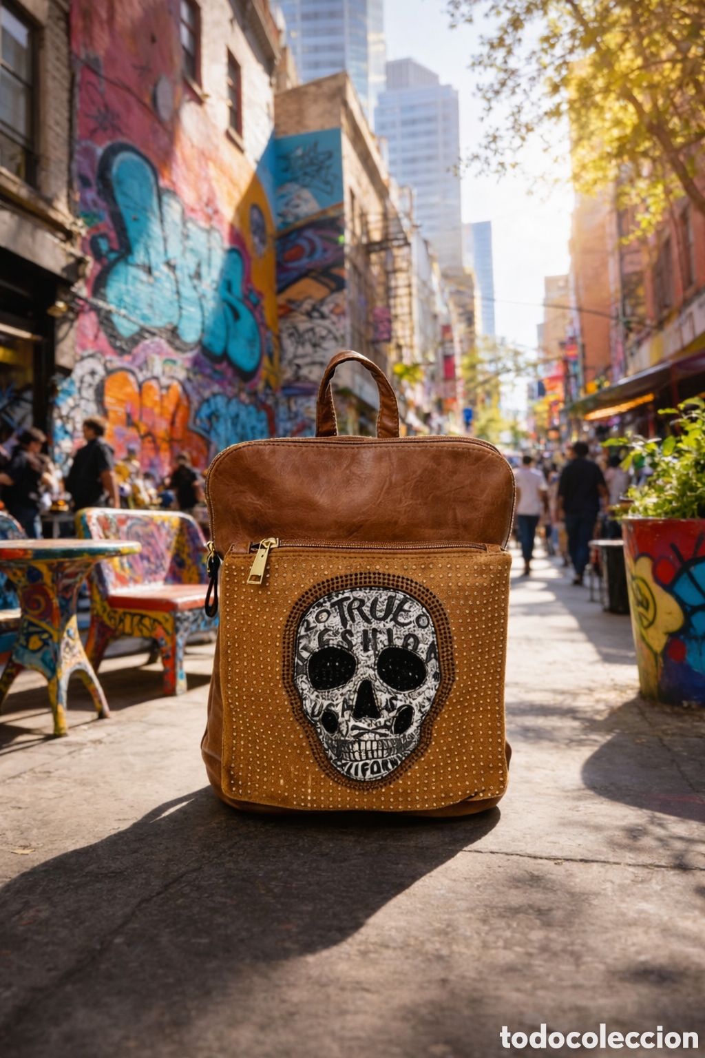 Nuevo: Mochila Calavera Marr&oacute;n mostaza - Foto 1