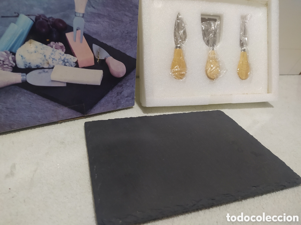 Nuevo: TABLA DE PIZARRA Y CUCHILLOS PARA QUESO - Foto 2