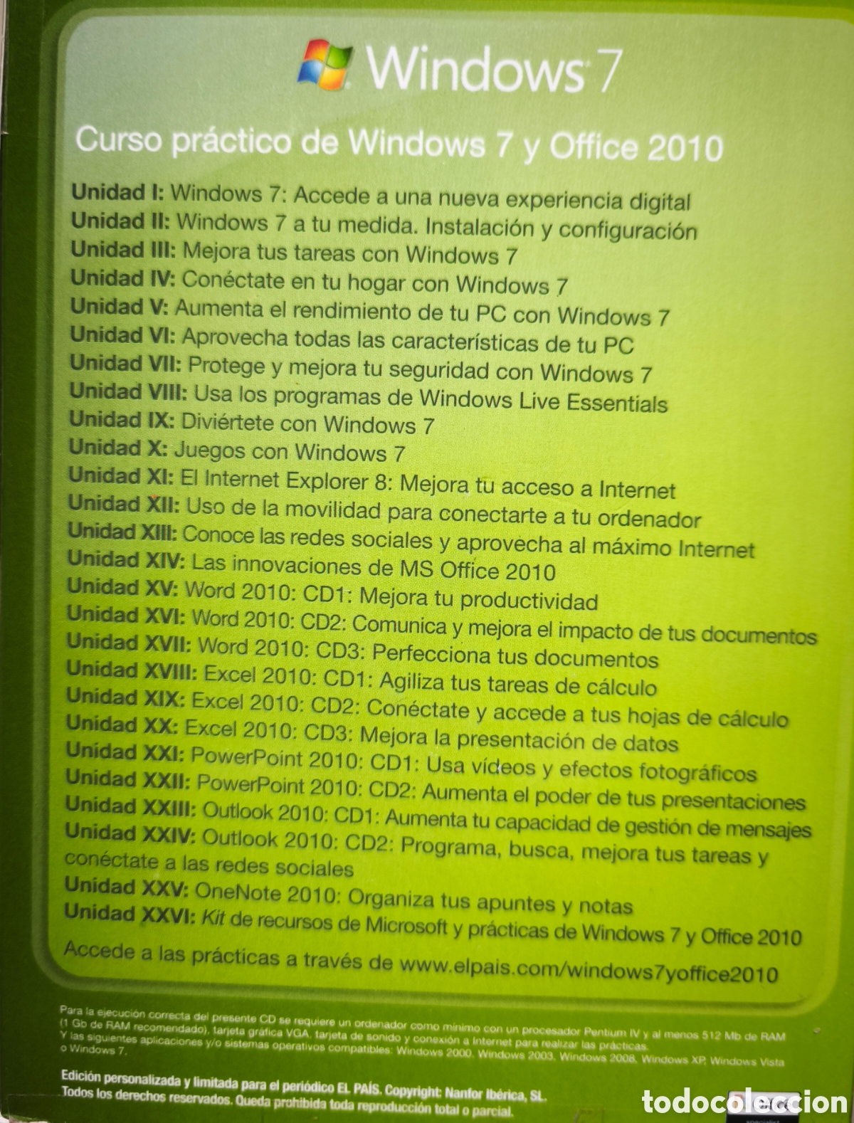 Nuevo: CURSO PR&Aacute;CTICO WINDOWS 7 Y OFFICE 2010, MICROSOFT, 26 CD SIN USO - Foto 3