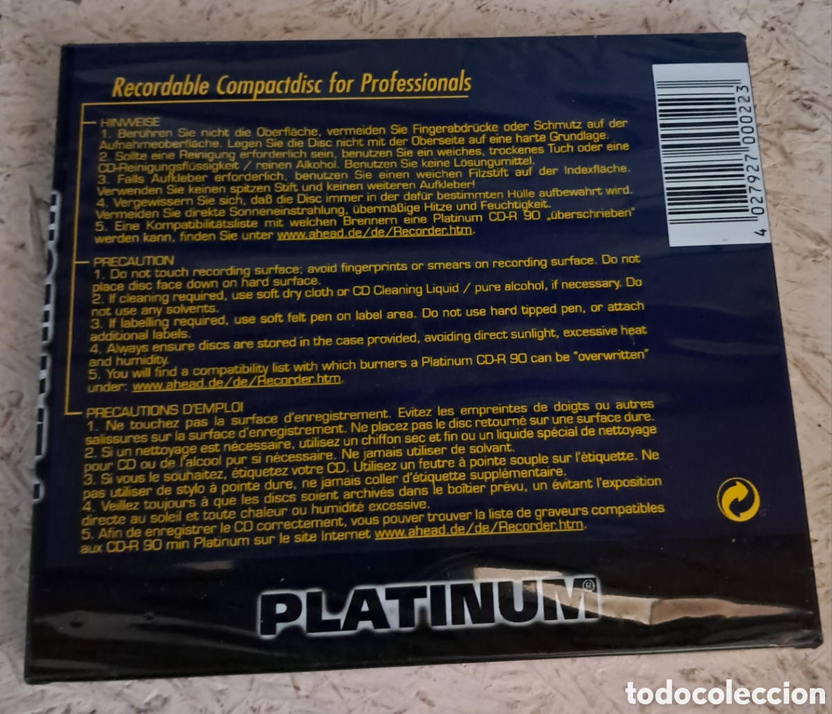 Nuevo: Disco precintado grabable&nbsp;Platinum CD-R.&nbsp; - Foto 2