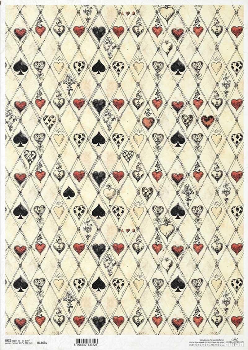 Neuf: Papel de arroz A3. Alicia en el pa&iacute;s de las maravillas. 29,7 x 42 cm. Diamantes, Picas, Tr&eacute;boles, Co