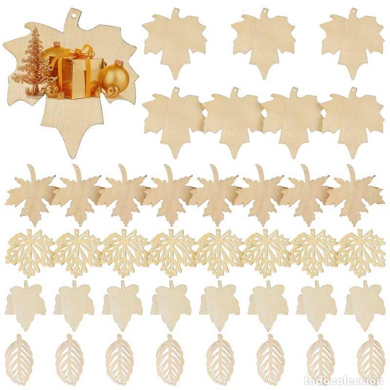 Neuf: 40 Piezas de Hojas de Arce de Madera, Adornos Colgantes para Manualidades (precintado)
