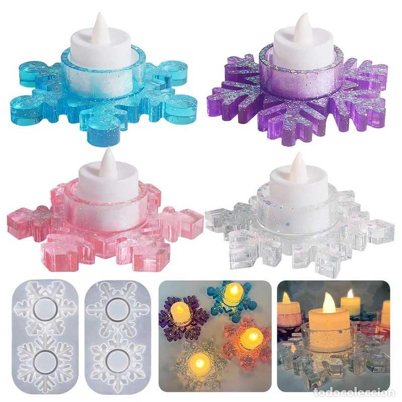 New: Moldes de silicona para velas de t&eacute;. Copo de nieve. 4 Modelos (precintado)