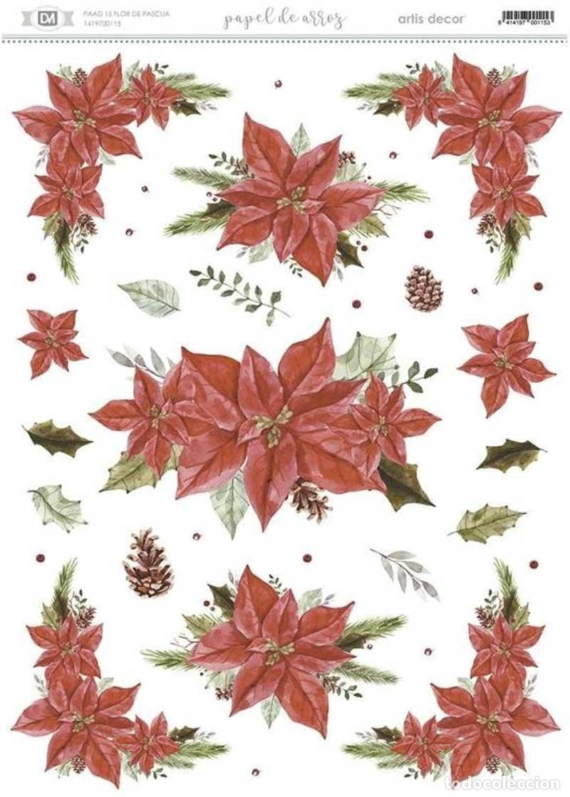 New: Papel de arroz A3 - Flor de Pascua. Artis Decor (precintado)