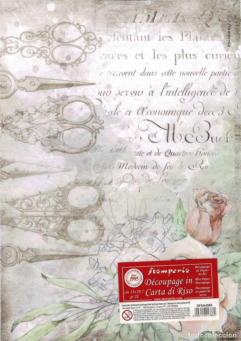 New: Papel de arroz A4 - Romantic Threads Tijeras y Rosas (precintado)