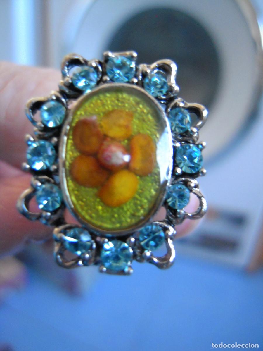 Nuevo: Anillo flor y piedras azules ajustable - Foto 1