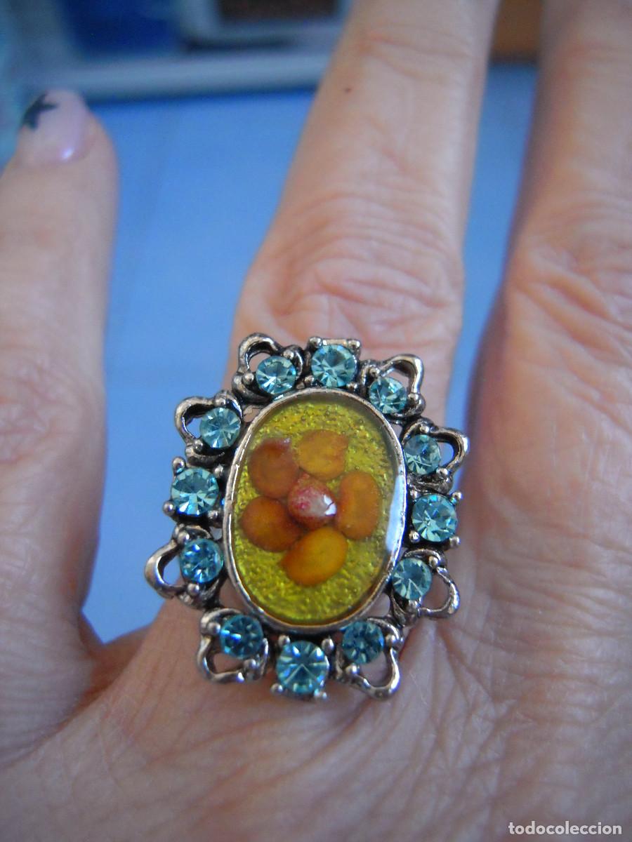 Nuevo: Anillo flor y piedras azules ajustable - Foto 2