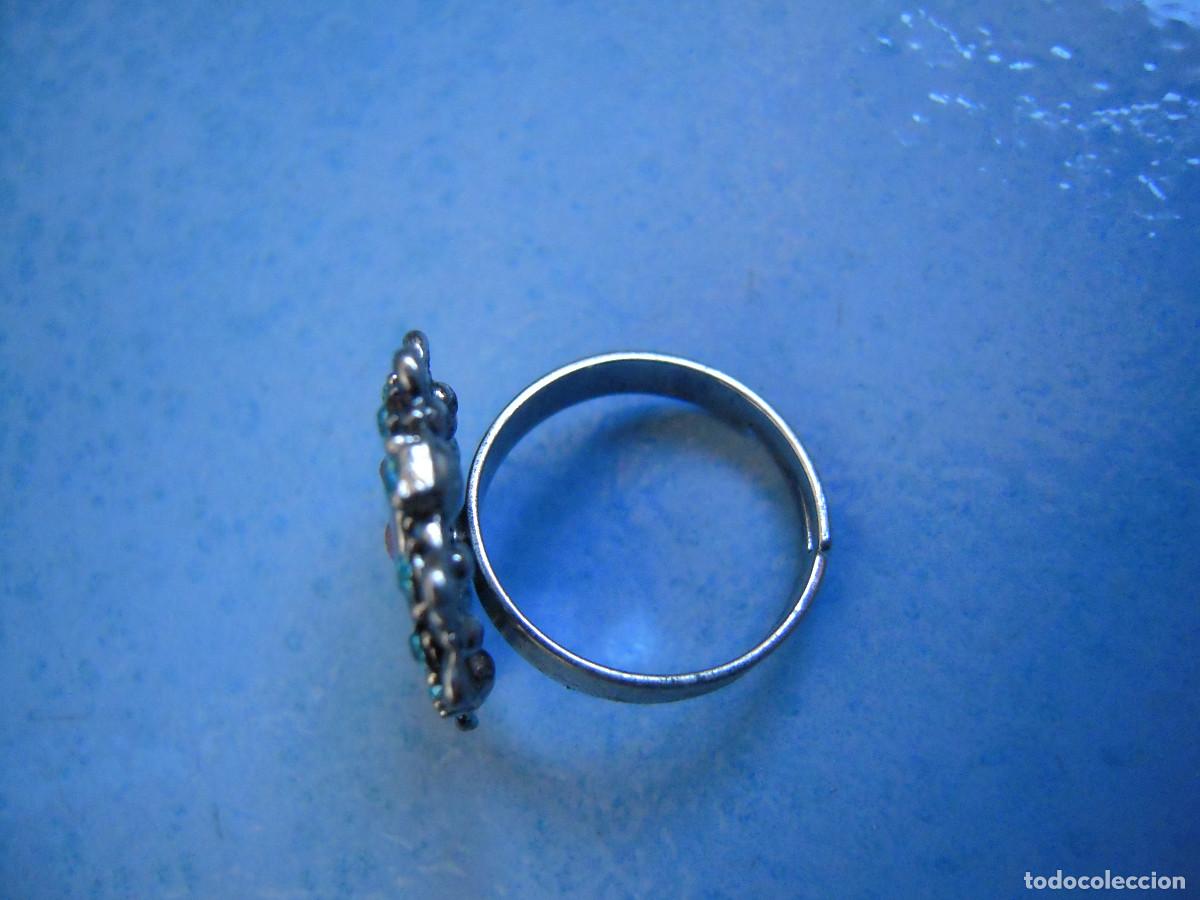 Nuevo: Anillo flor y piedras azules ajustable - Foto 4