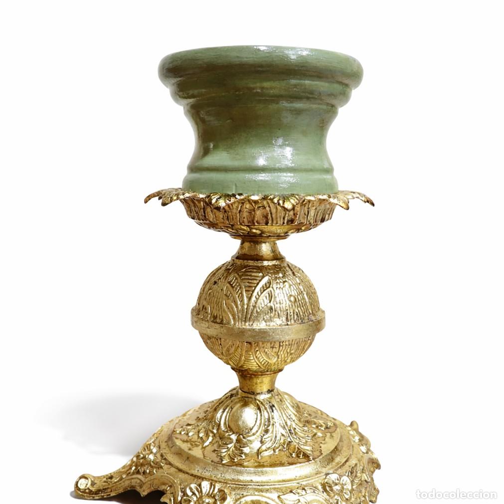 Nuevo: Par de candelabros dorados con base - Foto 5