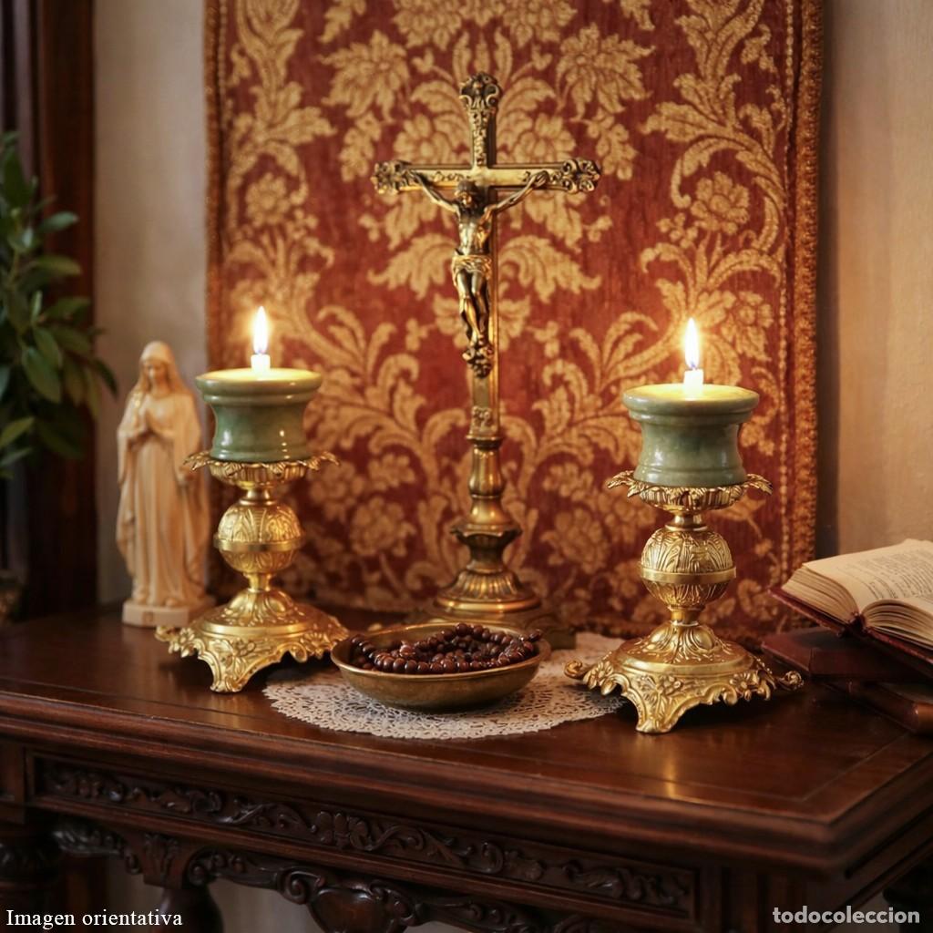 Nuevo: Par de candelabros dorados con base - Foto 7