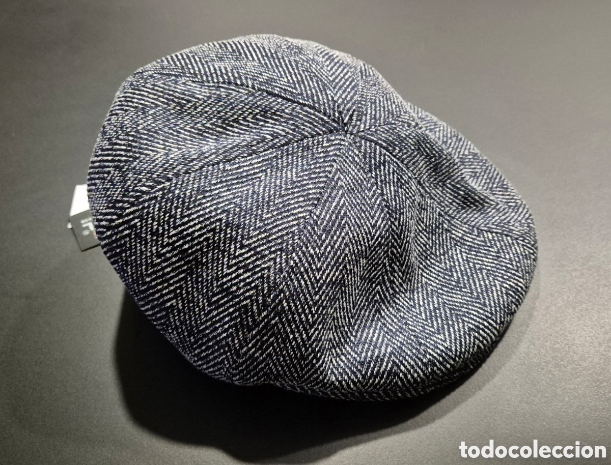 Nuevo: Boina gorra Kangol azul Flexfit patr&oacute;n espiga newsboy cap talla S/M