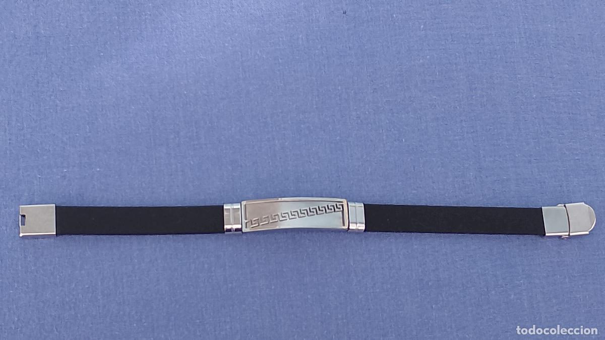 Nuevo: Pulsera de acero inoxidable con greca meandro para hombre, sin usar