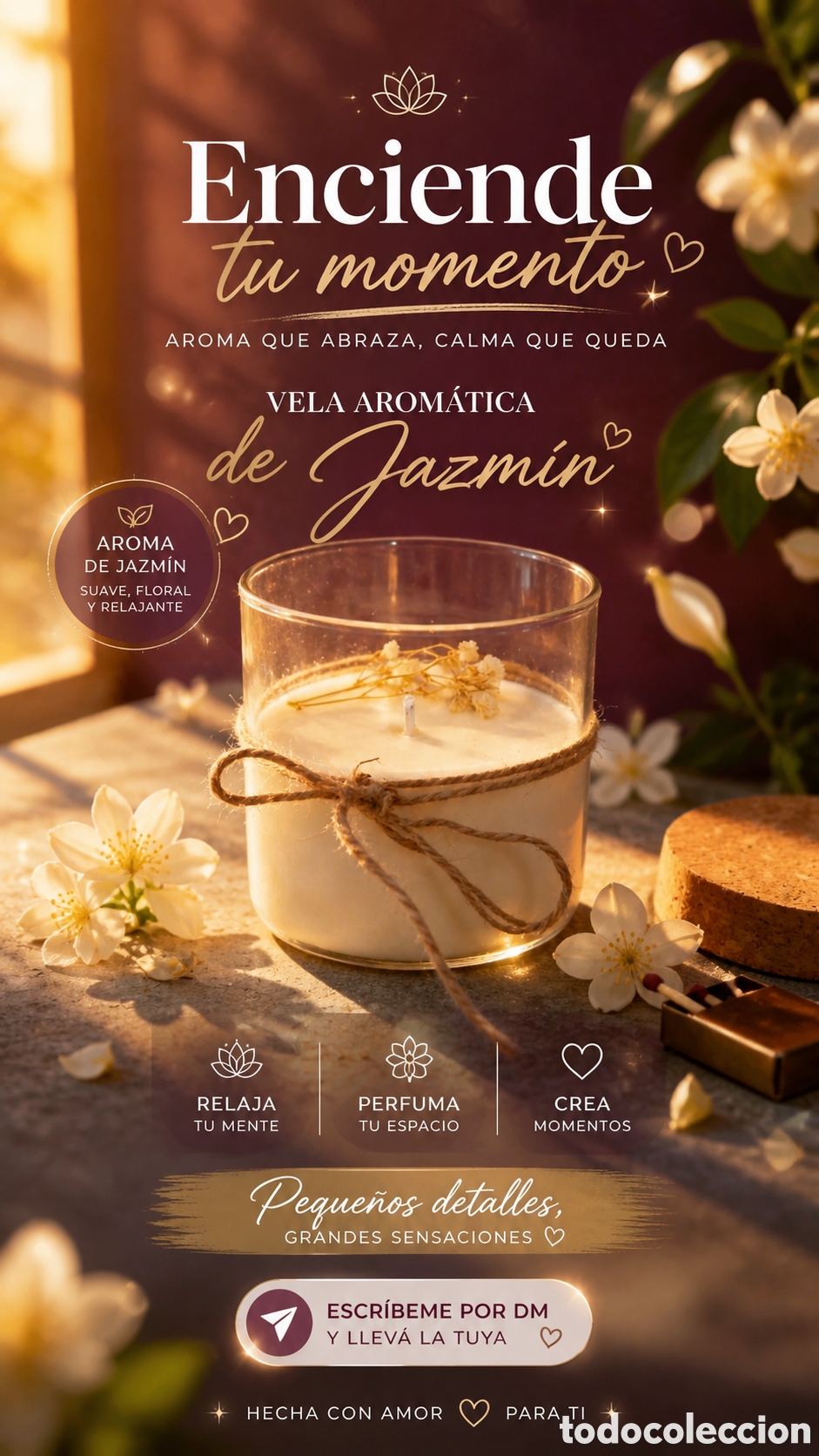 Nuevo: Vela aromatica con aroma a jazmin.