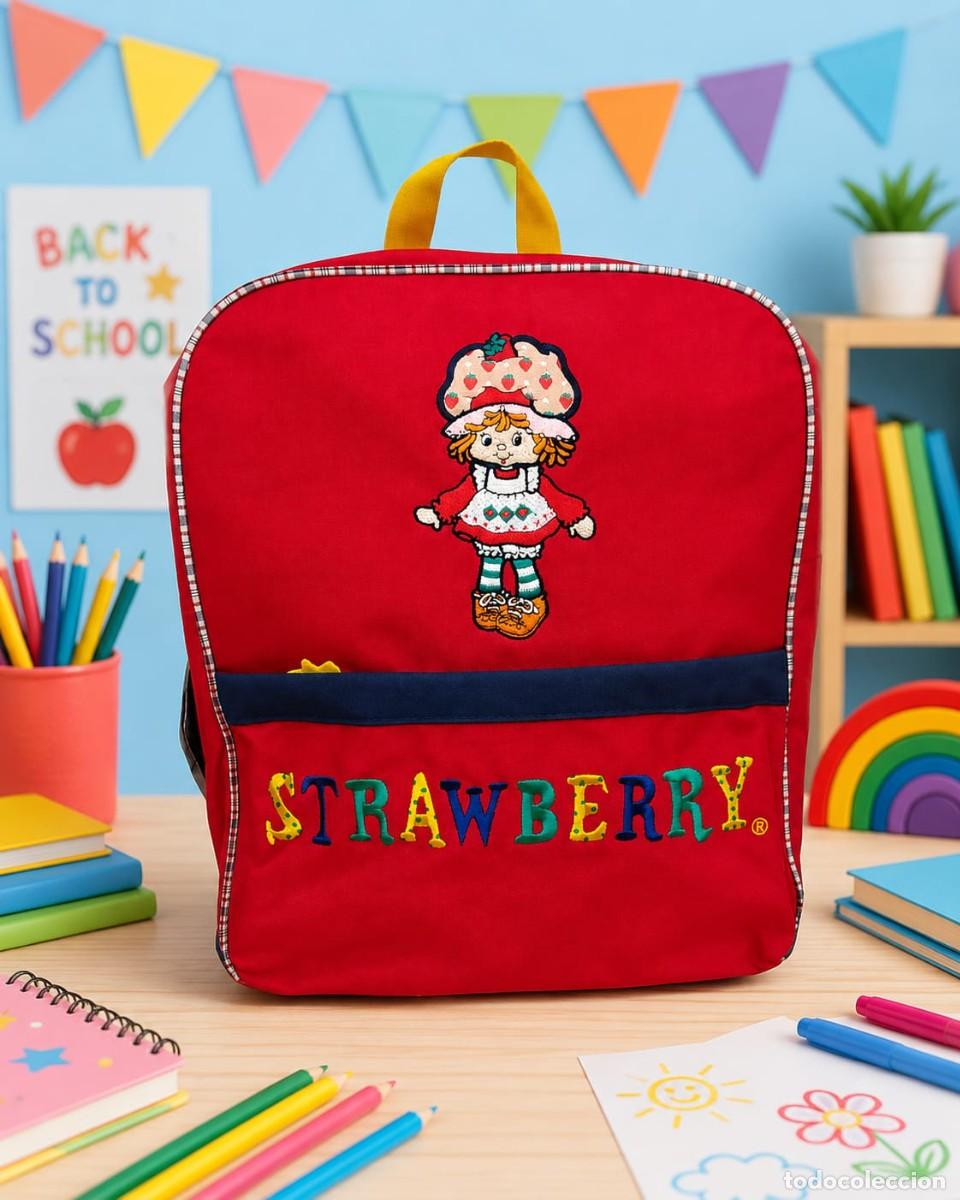 Nuevo: MOCHILA TARTA DE FRESA STRAWBERRY SHORTCAKE VINTAGE A&Ntilde;OS 80 NUEVA CON ETIQUETAS DIS2