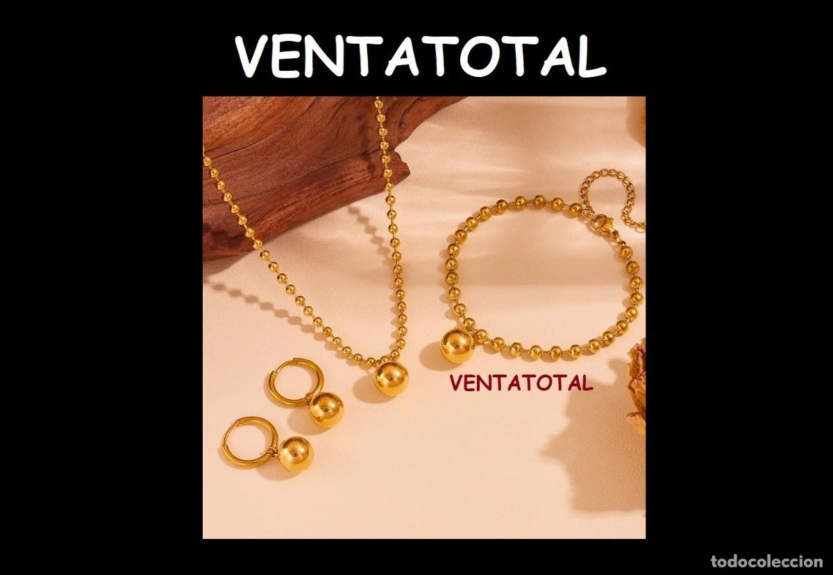 Nuevo: CONJUNTO DE COLLAR Y PULSERA Y PENDIENTES SON DE ORO AMARILLO DE 22 KILATES LAMINADO