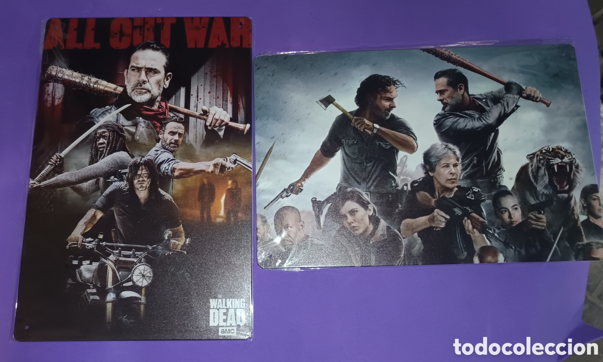 Nuevo: Lote 2 Carteles Met&aacute;licos The Walking Dead