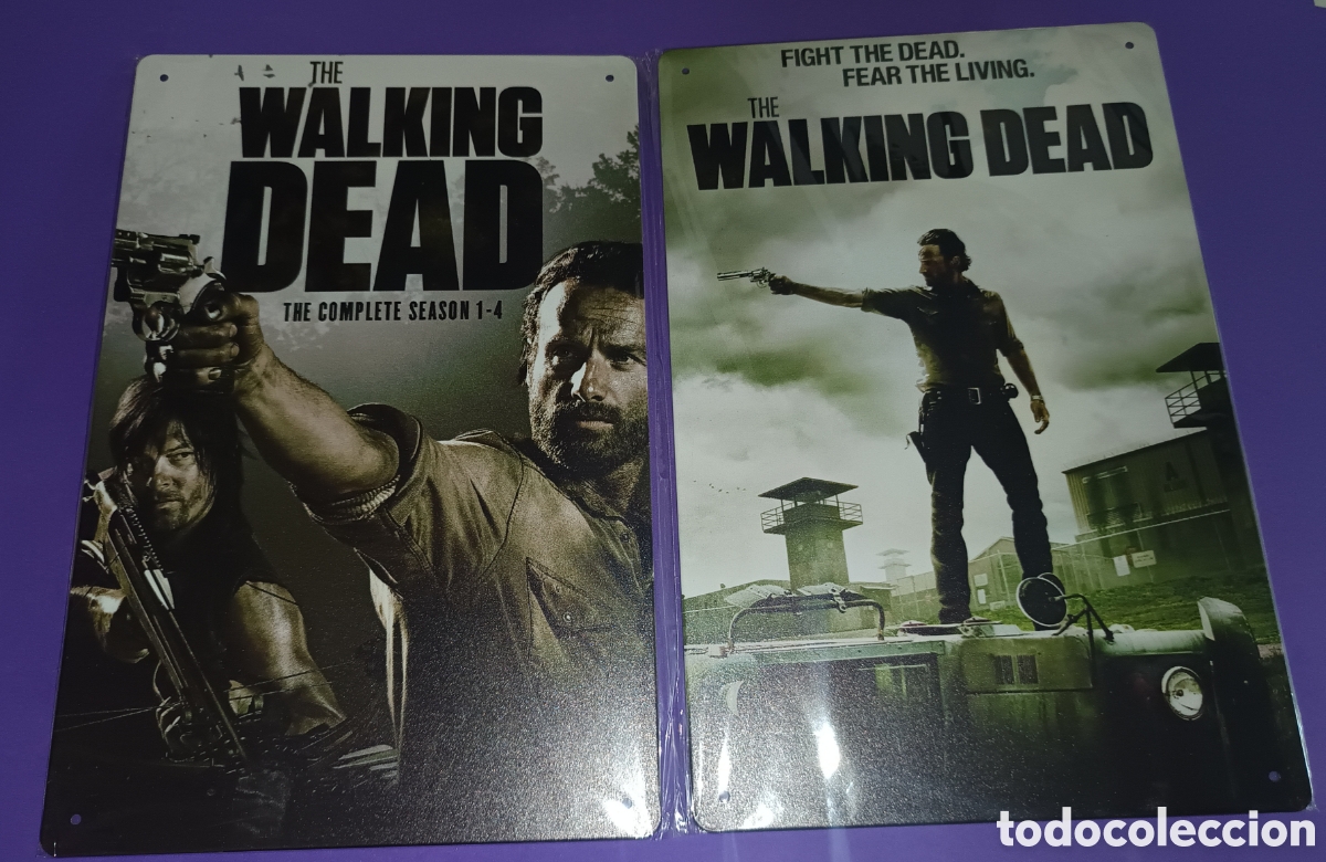 Nuevo: Lote 2 Carteles Met&aacute;licos The Walking Dead 30 x 20