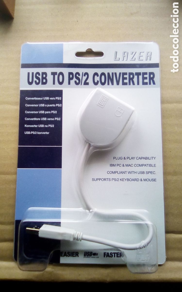 Nuevo: USB to PS/2 converter. Convertidor de USB a PS/2 teclado y rat&oacute;n. Windows 98. SE, ME. 2000, XP. Etc.