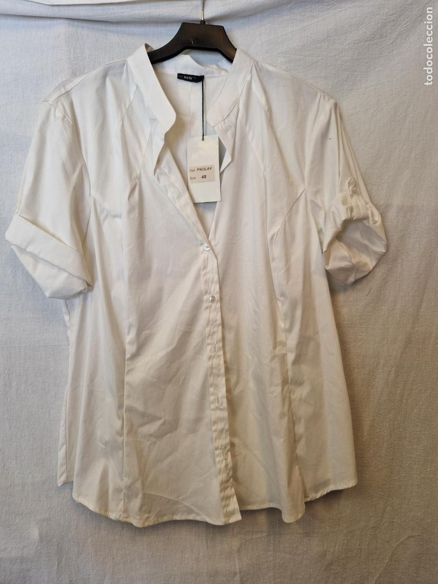 Nuevo: BONITA CAMISA PARA MUJER MANGA TRES CUARTOS. COLOR BLANCO. TALLA 48