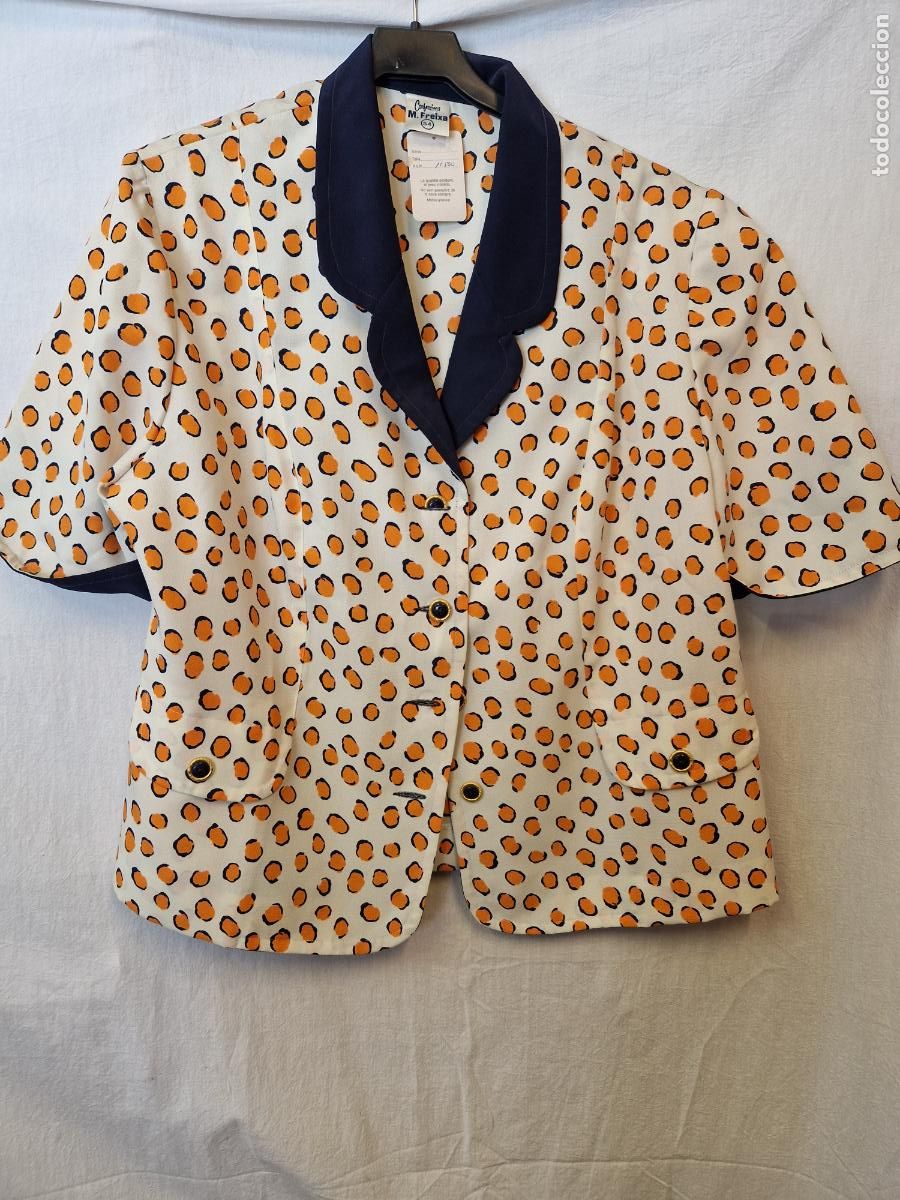 Nuevo: BONITA CAMISA MANGA CORTA PARA MUJER. COLOR BLANCA-NARANJA. TALLA 54