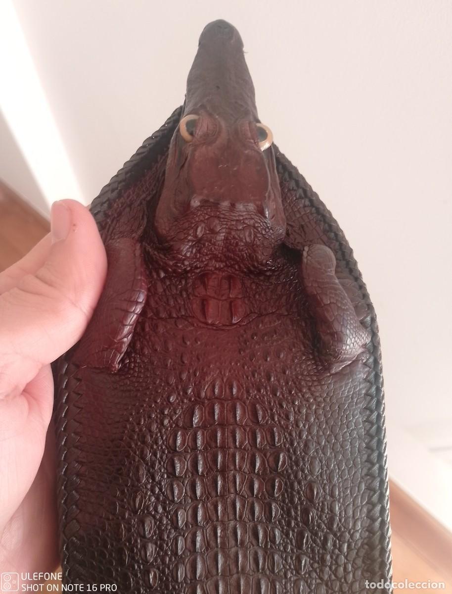 Neuf: Cartera billetera de hombre taxidermizada de caim&aacute;n aut&eacute;ntico.