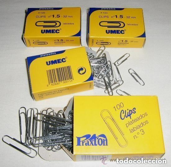 Nuevo: 3 CAJAS CLIPS PLATEADOS N 1,5 DE 32 MM + 1 CAJA (100 unidades) CLIPS PLATEADOS N 3 nuevos