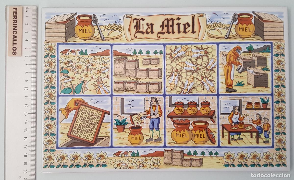 Nuevo: CUADRO AZULEJO CER&Aacute;MICA ELABORACI&Oacute;N DE LA MIEL, ALFA CER&Aacute;MICA, S.A. 20 X 30 CM NUEVO