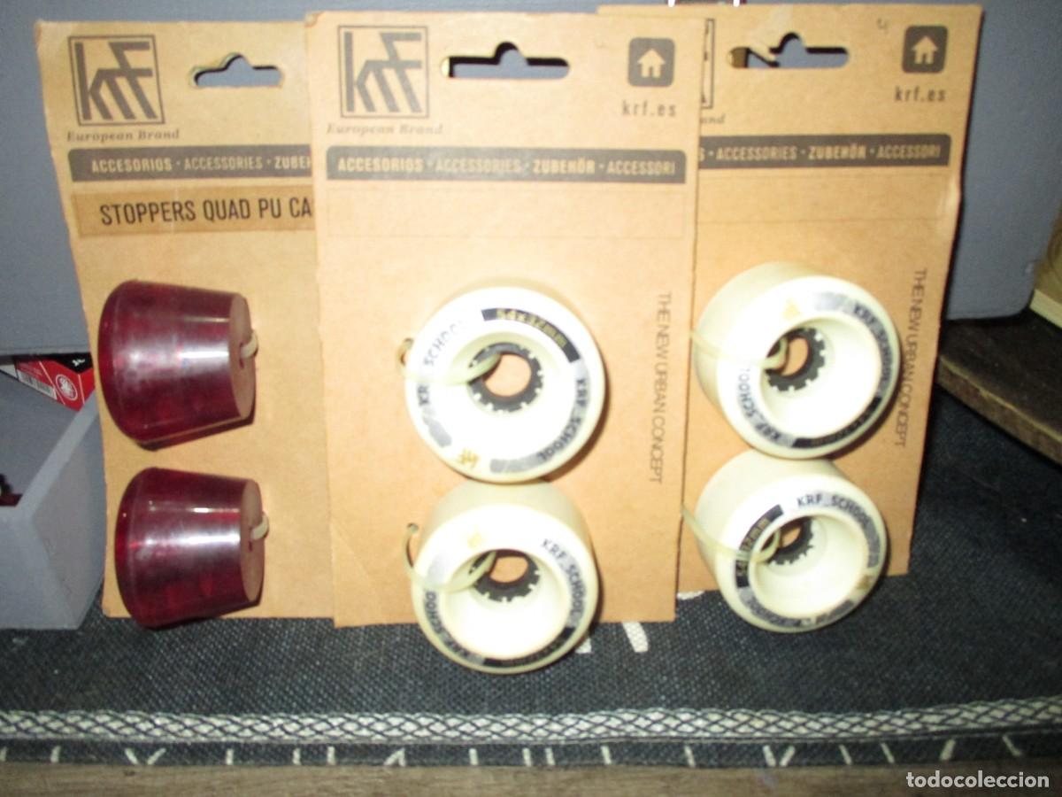 Nuevo: 485- Lote KRF Patines Quad: 4 Ruedas School 54x32mm + 2 Topes Freno PU &iexcl;A ESTRENAR!