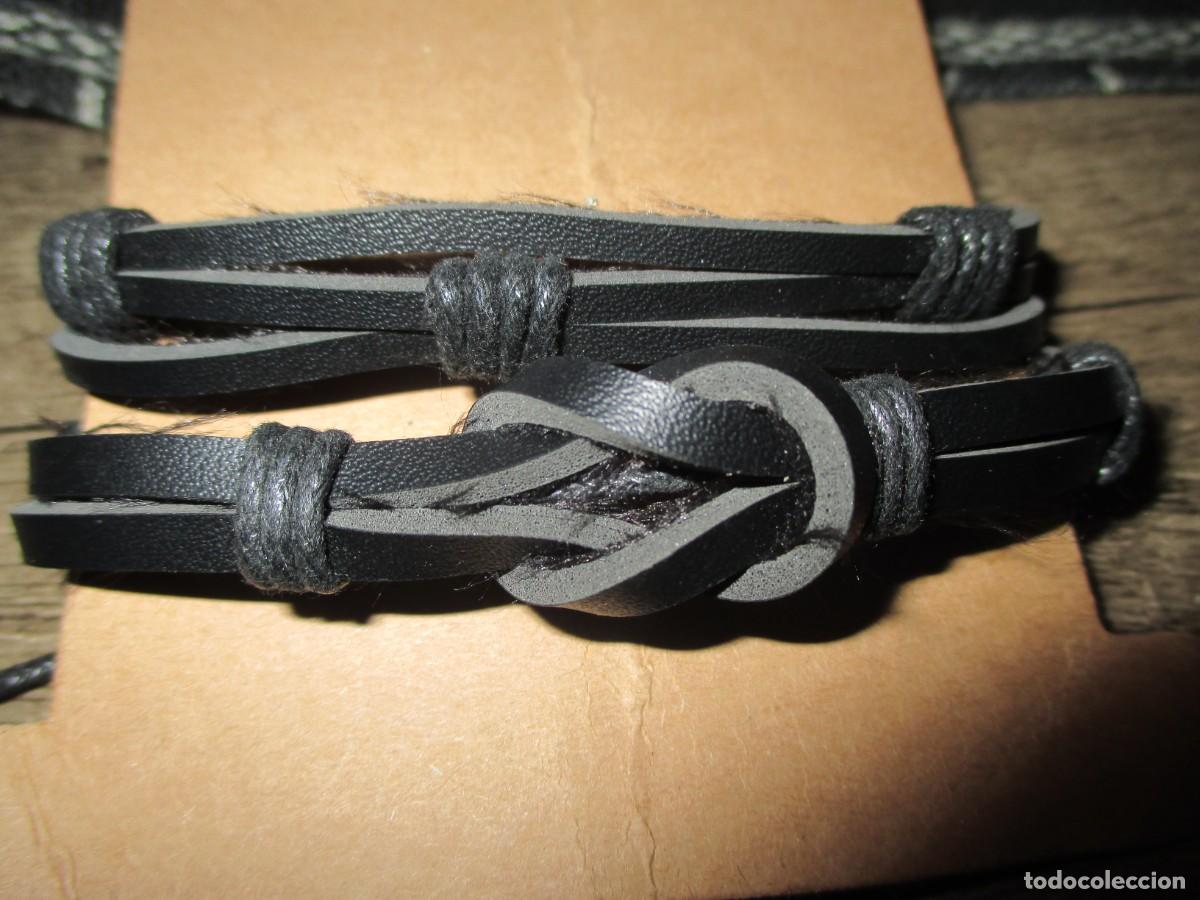 Nuevo: 501- Pack 2 Pulseras de Cuero Negro Hombre / Unisex &ndash; Nuevas