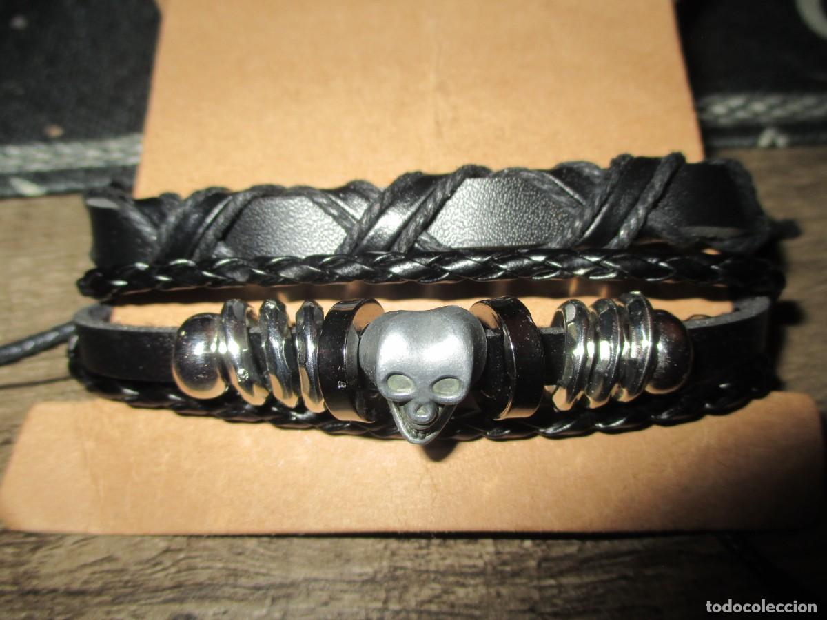 Nuevo: 503- Set de 2 Pulseras de Cuero Punk Rock - Totalmente Nuevas