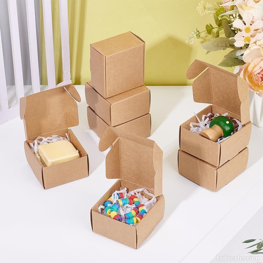 Nuevo: Lote de 19 Cajas de Cart&oacute;n Color Kraft Tama&ntilde;o 6,2x6,2x3,5cm - Embalaje Joyer&iacute;a Jab&oacute;n Artesan&iacute;a