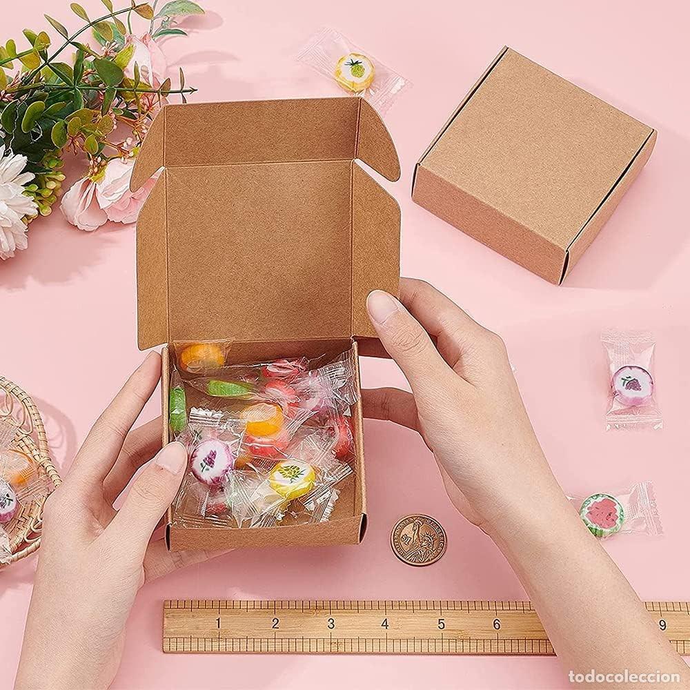 Nuevo: Lote de 49 Cajas de Cart&oacute;n Color Kraft Tama&ntilde;o 7,5x7,5x3cm - Embalaje Joyer&iacute;a Jab&oacute;n Artesan&iacute;a