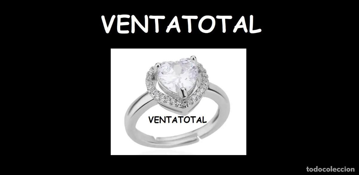 Nuevo: ANILLO SORTIJA CON ZAFIRO CORAZON ES DE ORO BLANCO DE 18 KILATES LAMINADO VALE PARA CUALQUIER TALLA