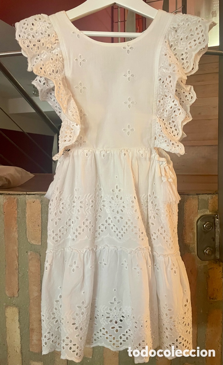 Nuevo: Vestido Zara ni&ntilde;a blanco bordado ingl&eacute;s talla 6 (116 cm)