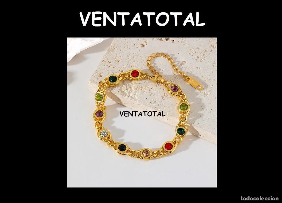 Nuevo: PULSERA CON ZAFIROS DE COLORES EN FORMA DIAMANTE ES DE ORO DE 18 KILATES LAMINADO DENTRO DESCRIPCION