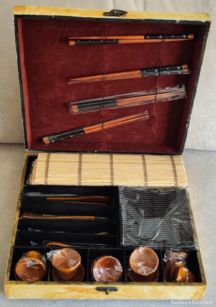 Nuevo: SET DE SUSHI PARA 4 PERSONAS EN CAJA DE MADERA &middot; Peso: 2235 gramos