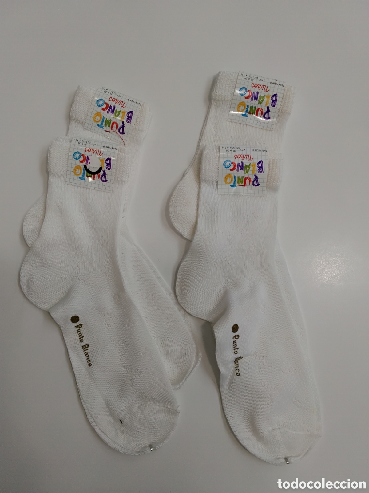 Nuevo: Lote 4 Pares Calcetines Punto Blanco