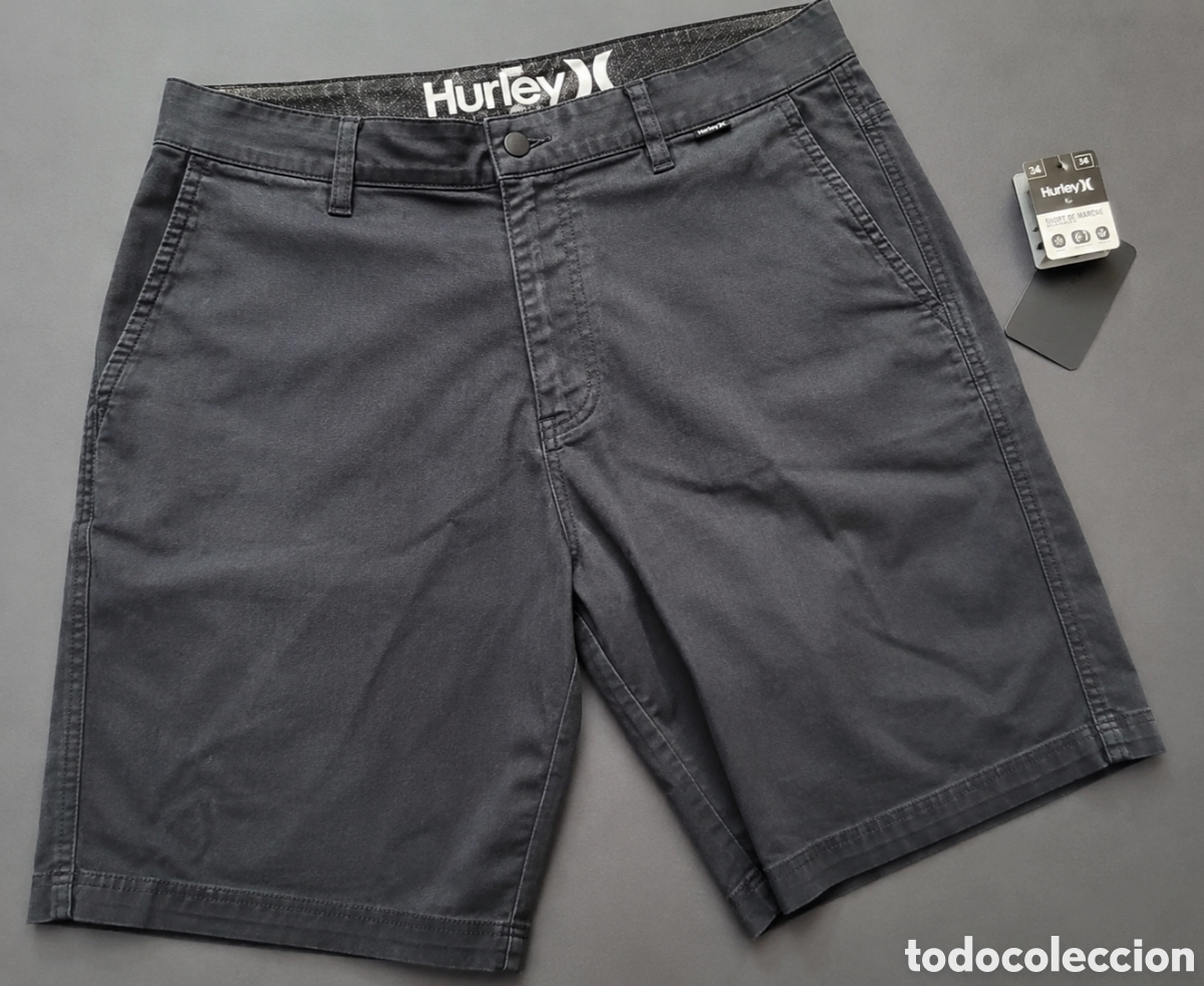 Nuevo: Short Hurley Walkshorts negro algod&oacute;n W34/L hombre