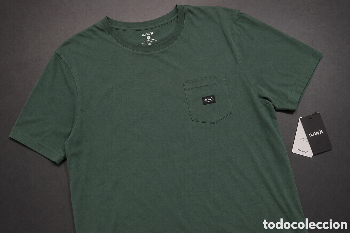Nuevo: Camiseta Hurley Surf bolsillo color verde talla L