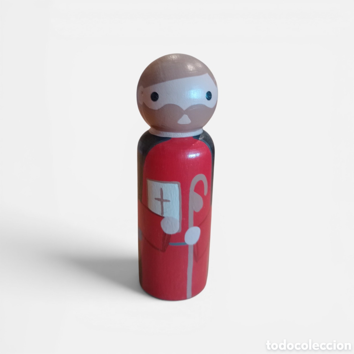 Nuevo: Figurita pegdoll madera pintado a mano, 10 cm, Santiago Ap&oacute;stol