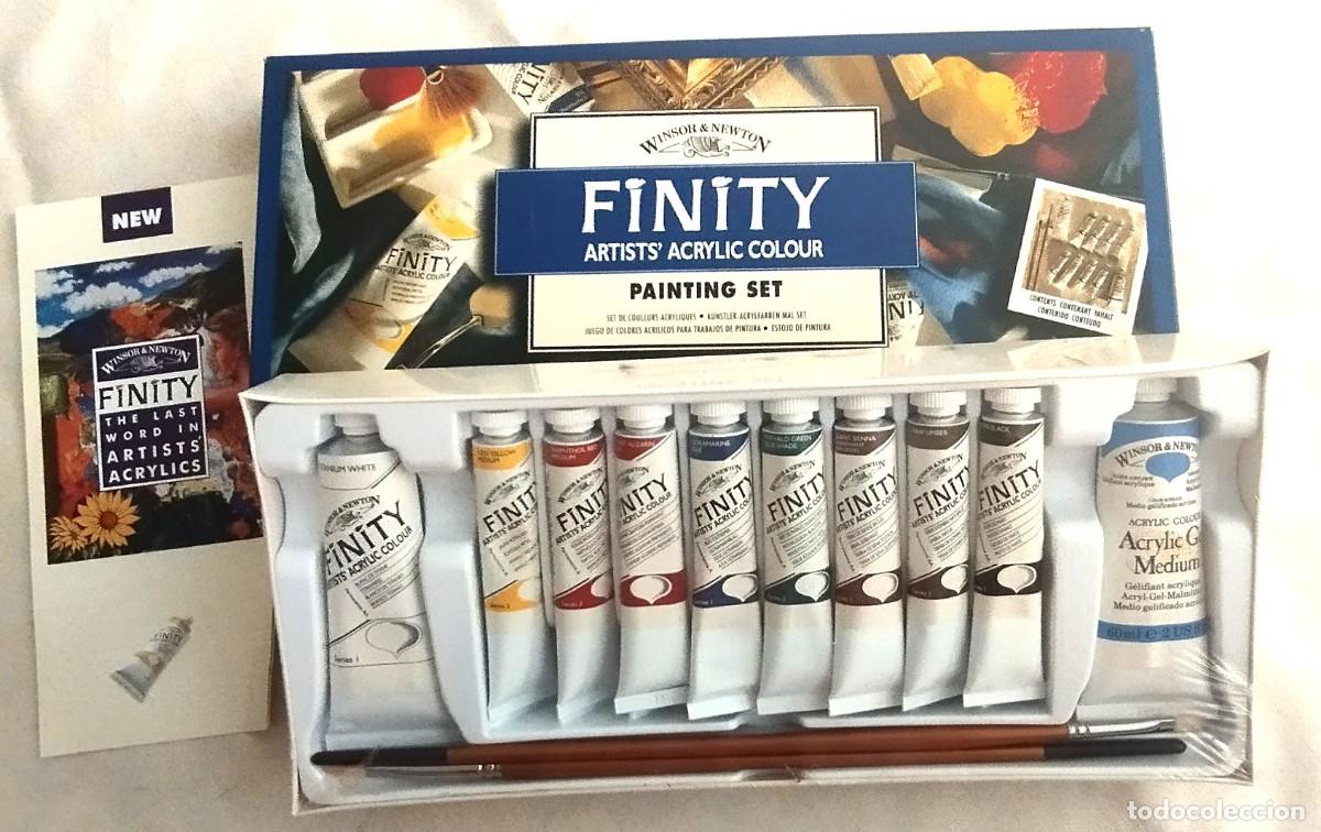 Nuevo: Juego de pinturas acr&iacute;licas Winsor & Newton Finity, con pinceles, nuevo sin abrir