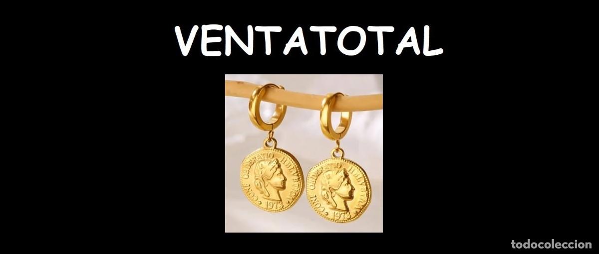 Nuevo: LUJOSOS PENDIENTES CON TIPO MONEDAS RARAS SON DE ORO DE 22 KILATES LAMINADO LEE DENTRO DESCRIPCION