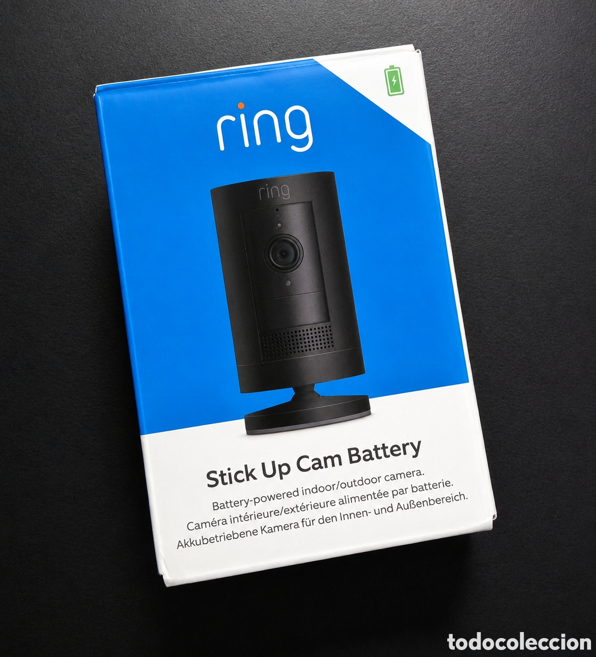 Nuevo: C&aacute;mara de seguridad Ring Stick Up Cam Battery negra nueva con bater&iacute;a recargable