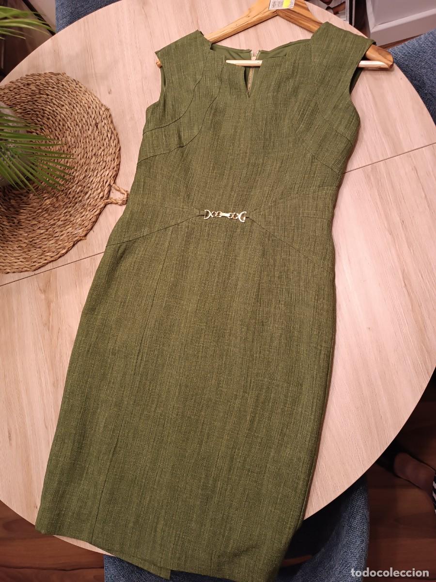 Nuevo: Vestido mujer de Ellen Tracy, lana fr&iacute;a, verde. talla 40