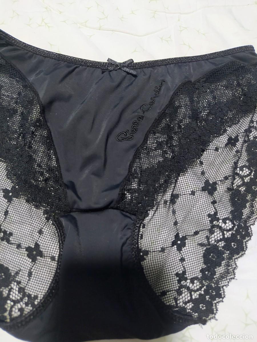 Nuevo: Braguita de raso y encaje Pierre cardin alta lencer&iacute;a negra a ESTRENAR