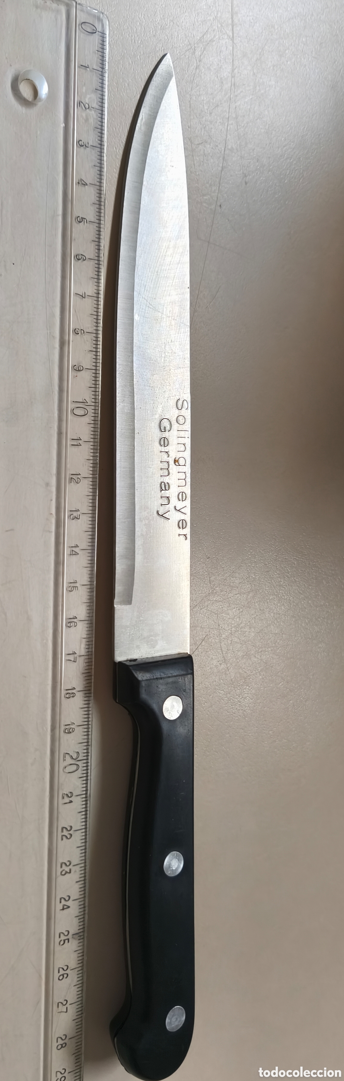 Nuevo: Cuchillo Solingmeyer fabricado en Alemania con mango negro remachado - Foto 2