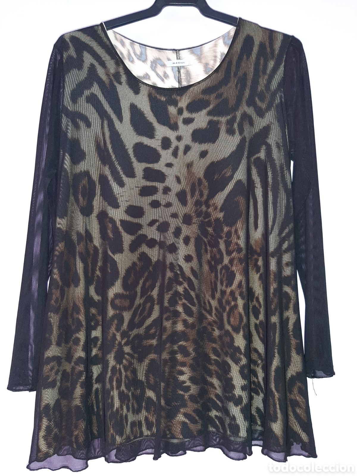 Nuevo: Blusa leopardo de gasa negra