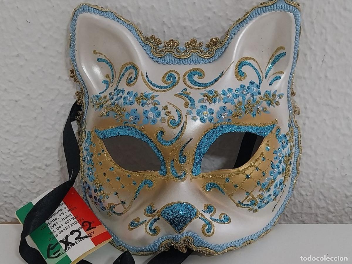 Nuevo: M&aacute;scara Gato Veneciana Original Pintada a Mano, Nueva